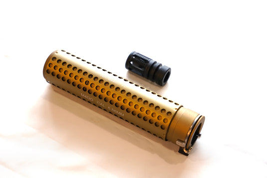 KAC Style Full Metal QD Suppressor with Flash Hider for Gel Blaster Tan/BK