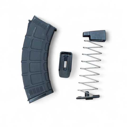 A Magpul style AK Gel Blaster Magazine for double bell AK and APS AK gel blaster-internal
