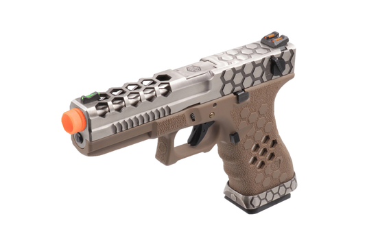 AW CUSTOM™ - VX0210 Hex Cut Signature Standard Size Full Auto Glock GBB Pistol Gel Blaster Replica
