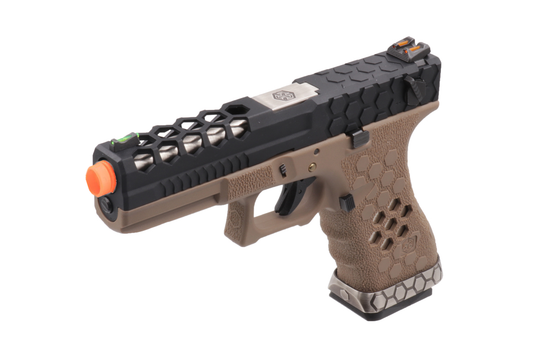 AW CUSTOM™ - VX0211 Hex Cut Signature Standard Size Full Auto Glock GBB Pistol Gel Blaster Replica