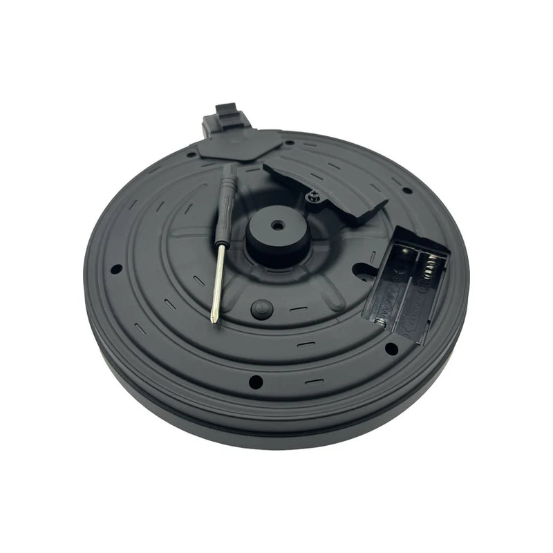 Load image into Gallery viewer, A black drum magazine for an AK gel blaster, viewed from the top.
