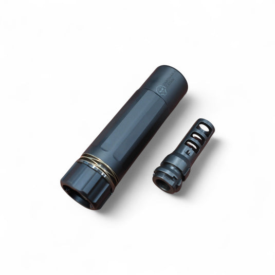 Sandman-K Suppressor Replica mounted on gel blaster side view