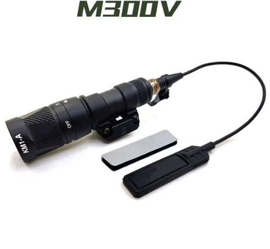 M300V Tactical Flashlight LED Torch with 20mm Picatinny Rail Mount Set BK