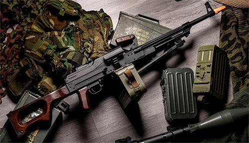 A&K PKM PK Squad Automatic Weapon GEL BLASTER REPLICA Machine Gun (Furniture: Real Wood)