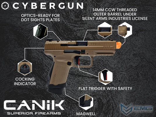 Cybergun CANIK x Salient Arms Licensed TP9 Elite Combat GBB Gel Blaster Replica Black