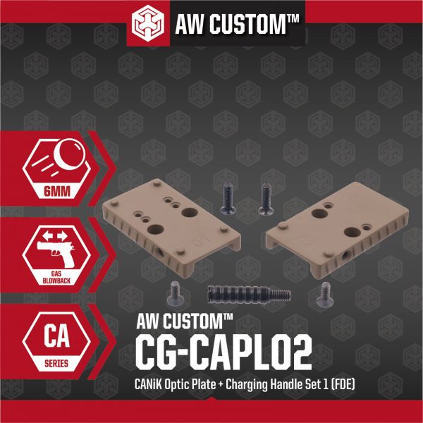 Load image into Gallery viewer, Cybergun CANiK TP9 Optic Plate &amp; Charging Handle Set ( FDE )
