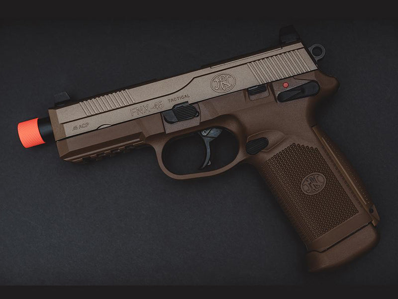 Load image into Gallery viewer, Cybergun FN Herstal Licensed FNX-45 GBB Pistol Gel Blaster Replica by VFC Tan/Black
