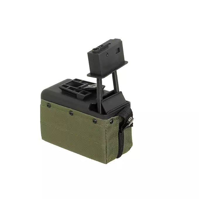 Load image into Gallery viewer, A&amp;K MK46/M249 NUTSACK 1200 ROUND GEL BLASTER BOX MAGAZINE
